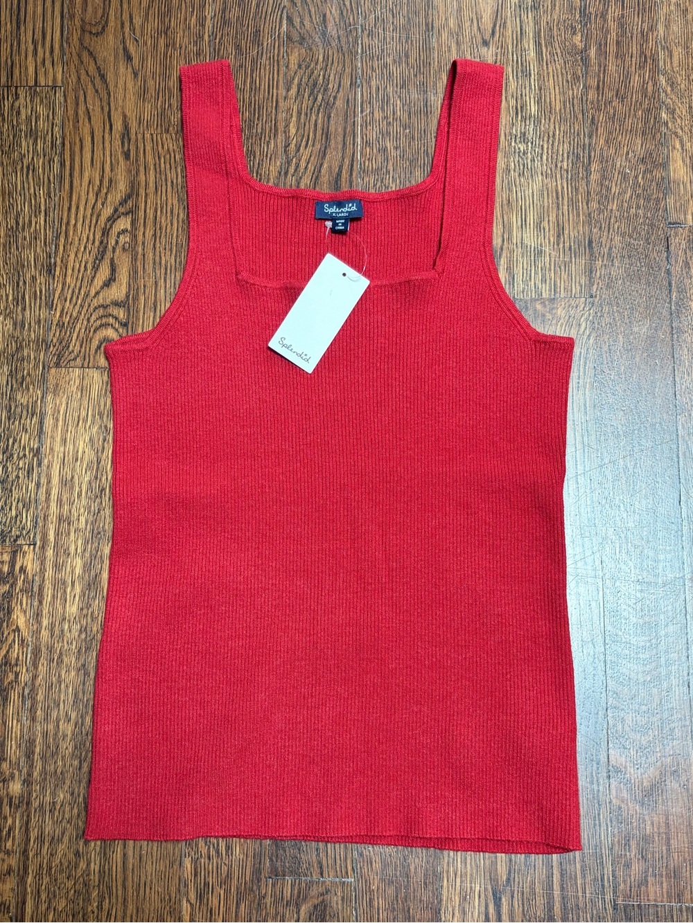 Splendid Red Square-Neck Ribbed Tank